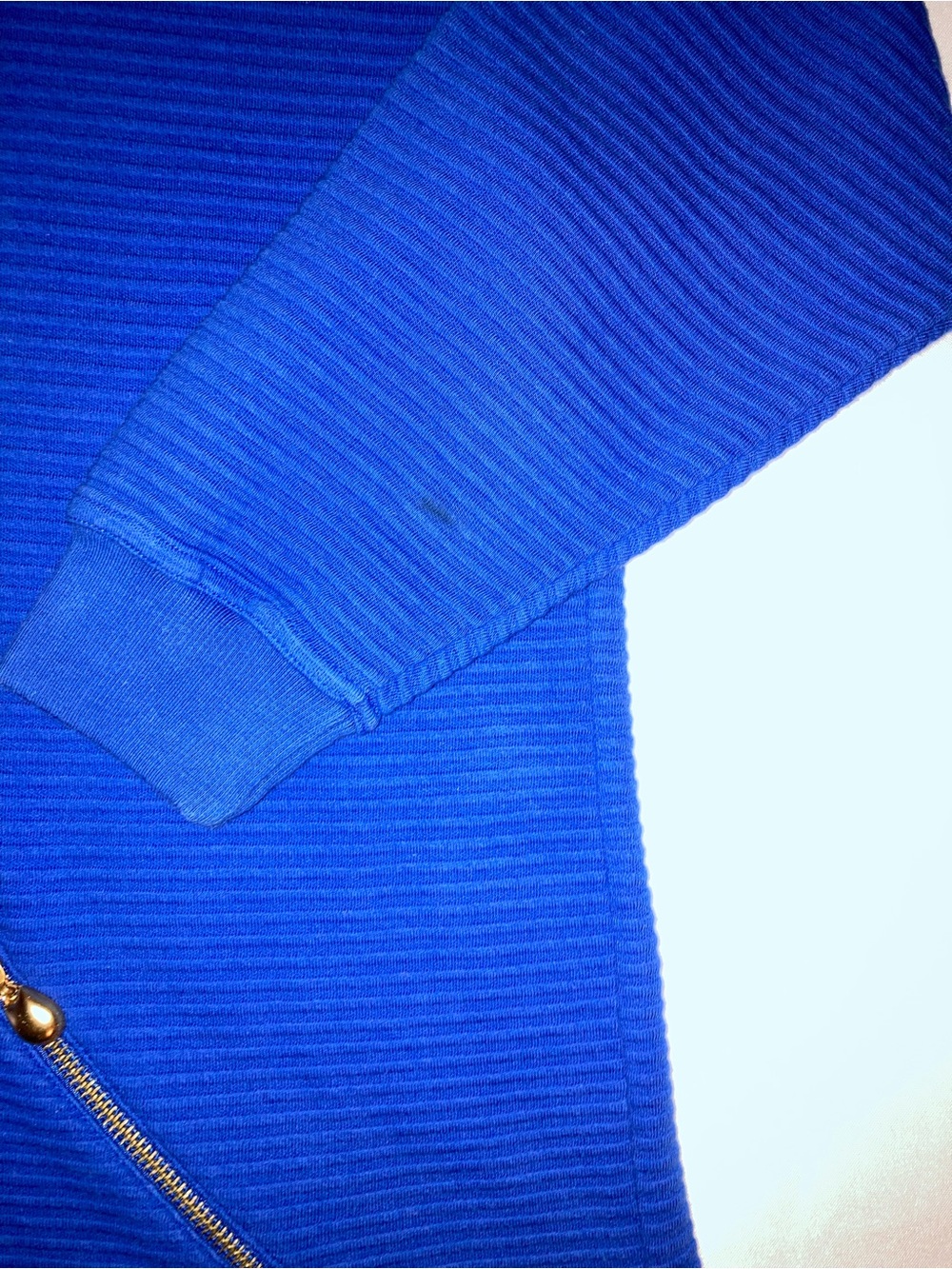 Bechamel Cobalt Blue Ribbed Half-Zip Sweater with Gold Hardware - Picture 3 of 7